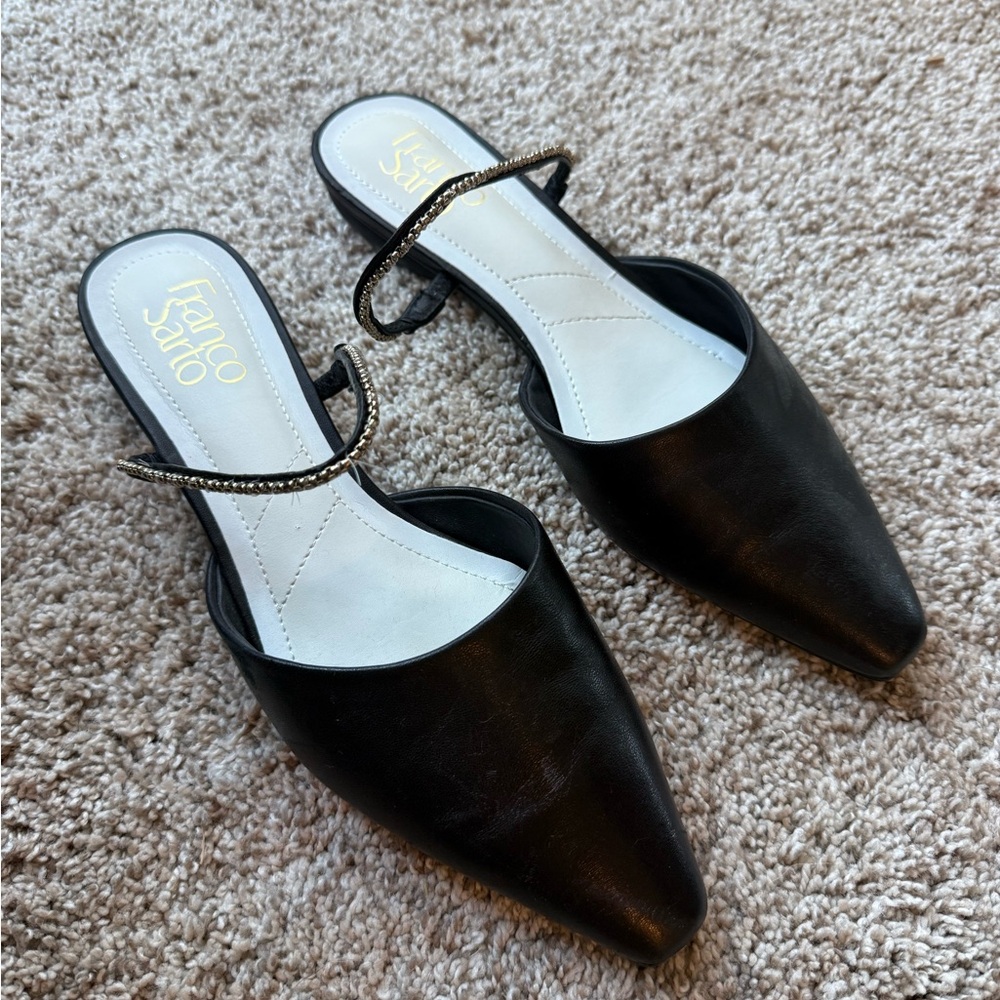 Franco Sarto Black Slip-On Flats with Strap